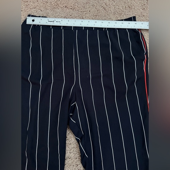 Large ett:twa Anthropologie pull on cropped pants navy white stripe red piped - Picture 15 of 17